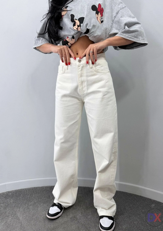 Джинси жіночі білі Loose fit із високою посадкою та широкими штанинами