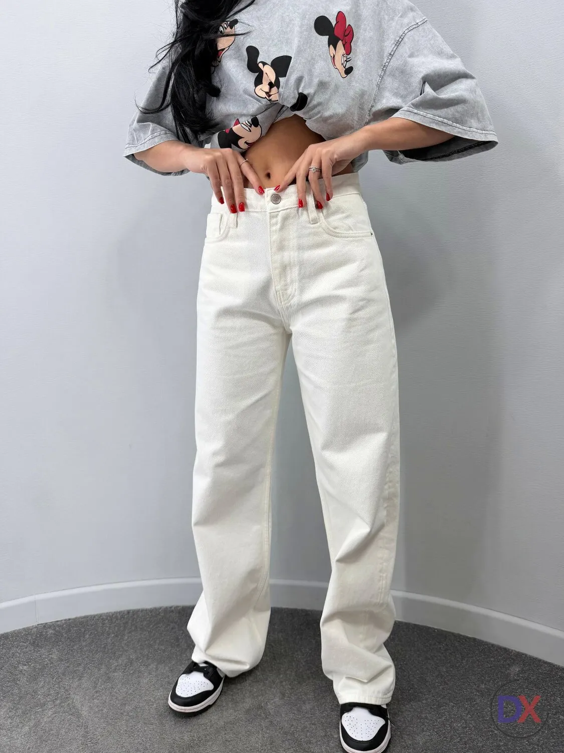 Джинси жіночі білі Loose fit із високою посадкою та широкими штанинами 