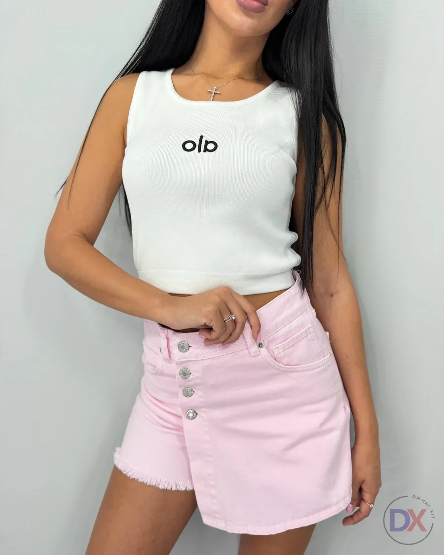 Жіночі рожеві бавовняні шорти-спідниця на літо  - фото 1